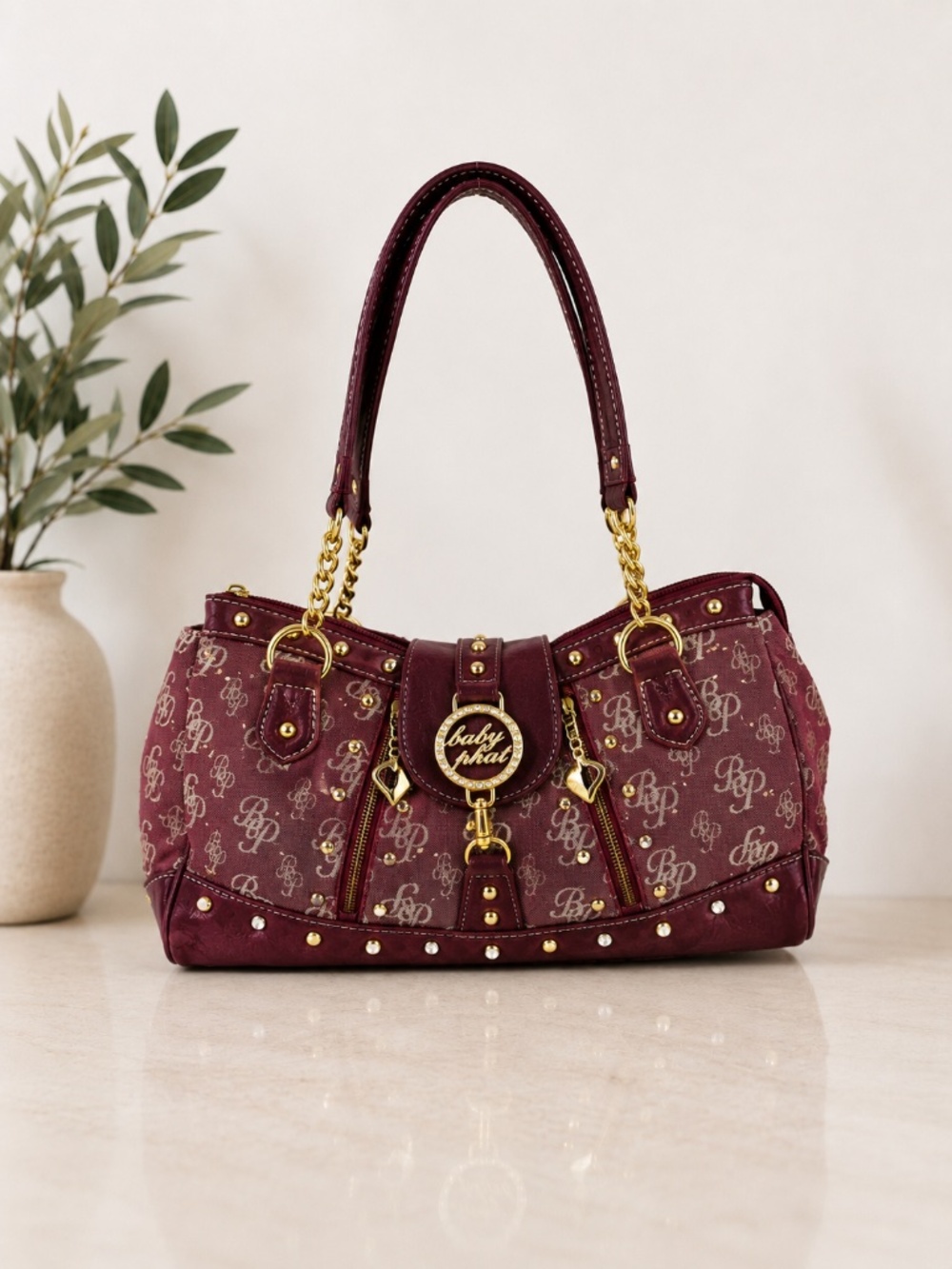 NWT Baby Phat handbag BP Y2K vintage burgundy satchel bag